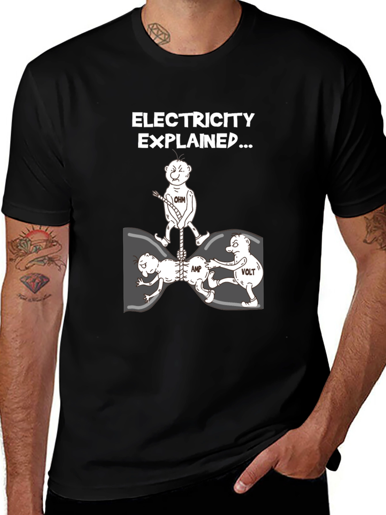 Variant 7 of Electricity Explained Black Graphic Tee