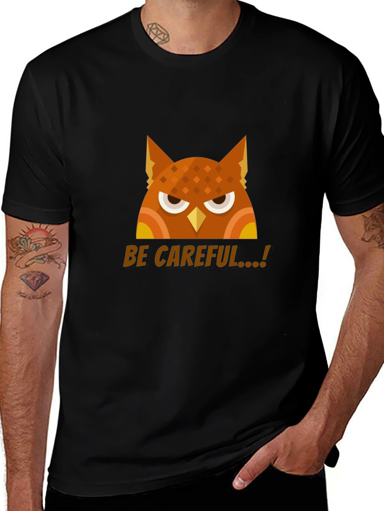 Variant 29 of Beware Owl Graphic Tee - Premium Cotton Comfort