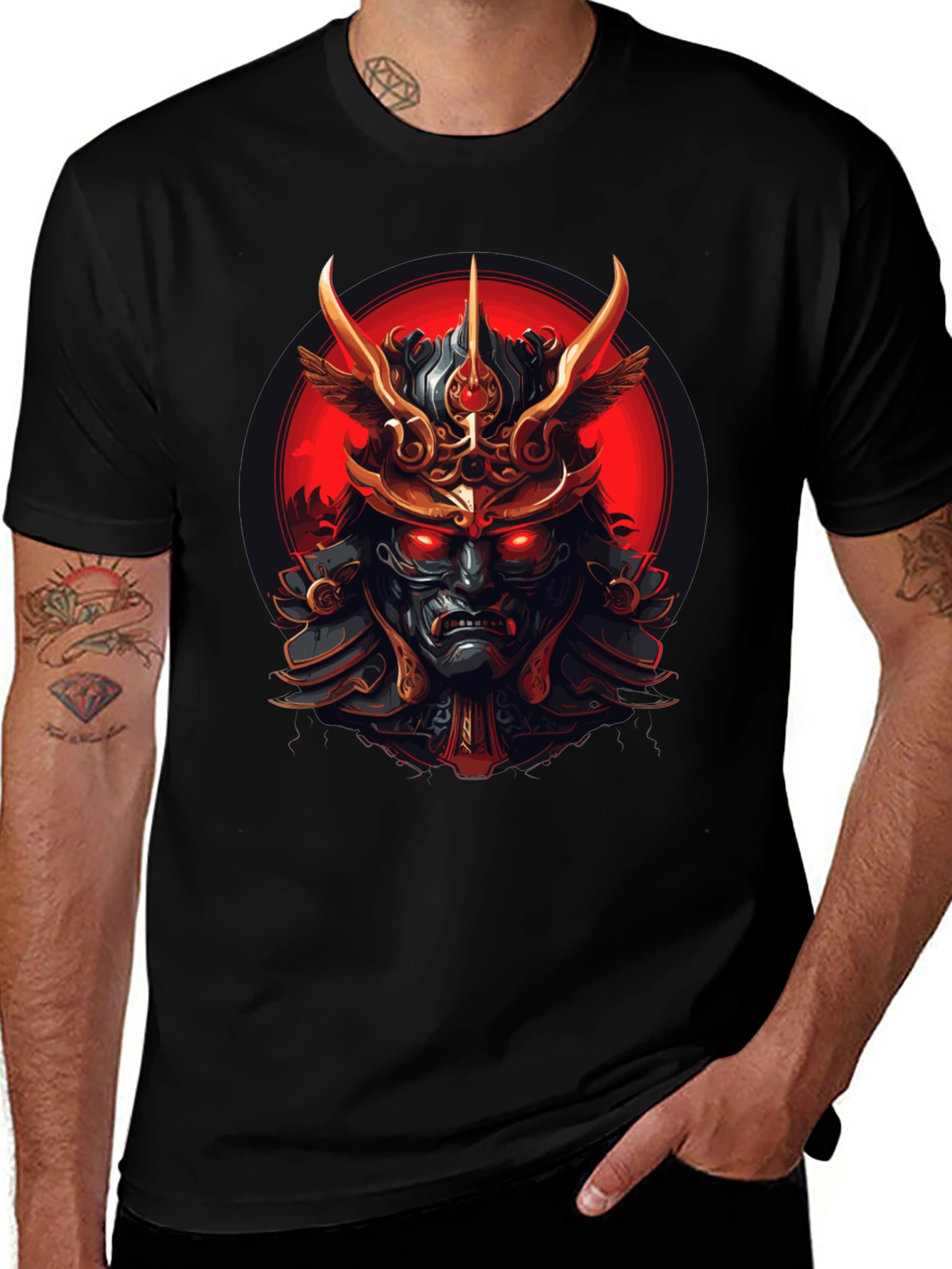 Variant 25 of Samurai Warrior Graphic Tee - Men's Black T-Shirt