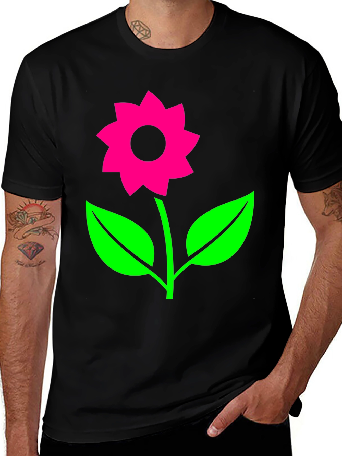 Funky Flower Graphic Tee - Black