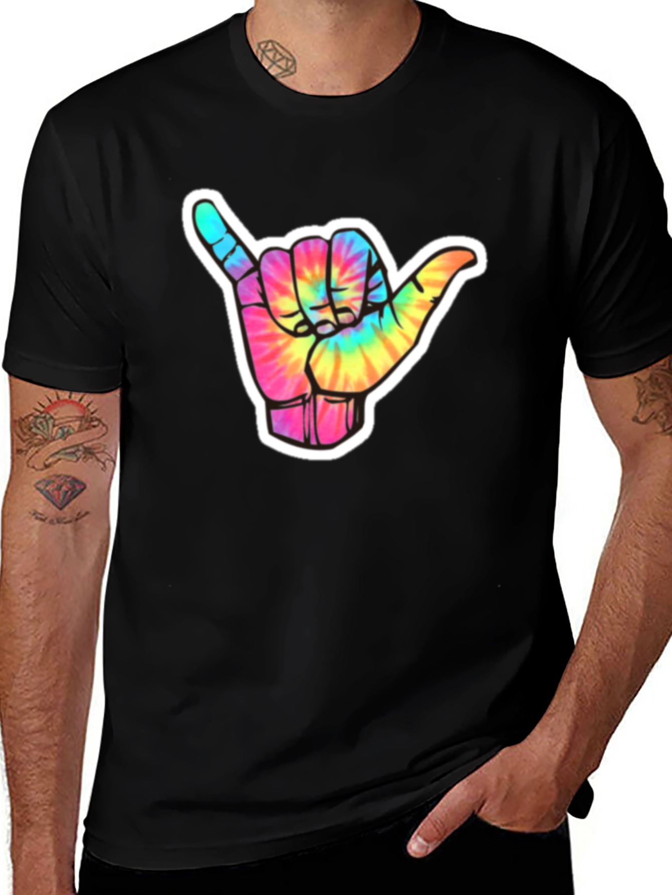 Variant 22 of Tie-Dye Shaka Hand Graphic T-Shirt