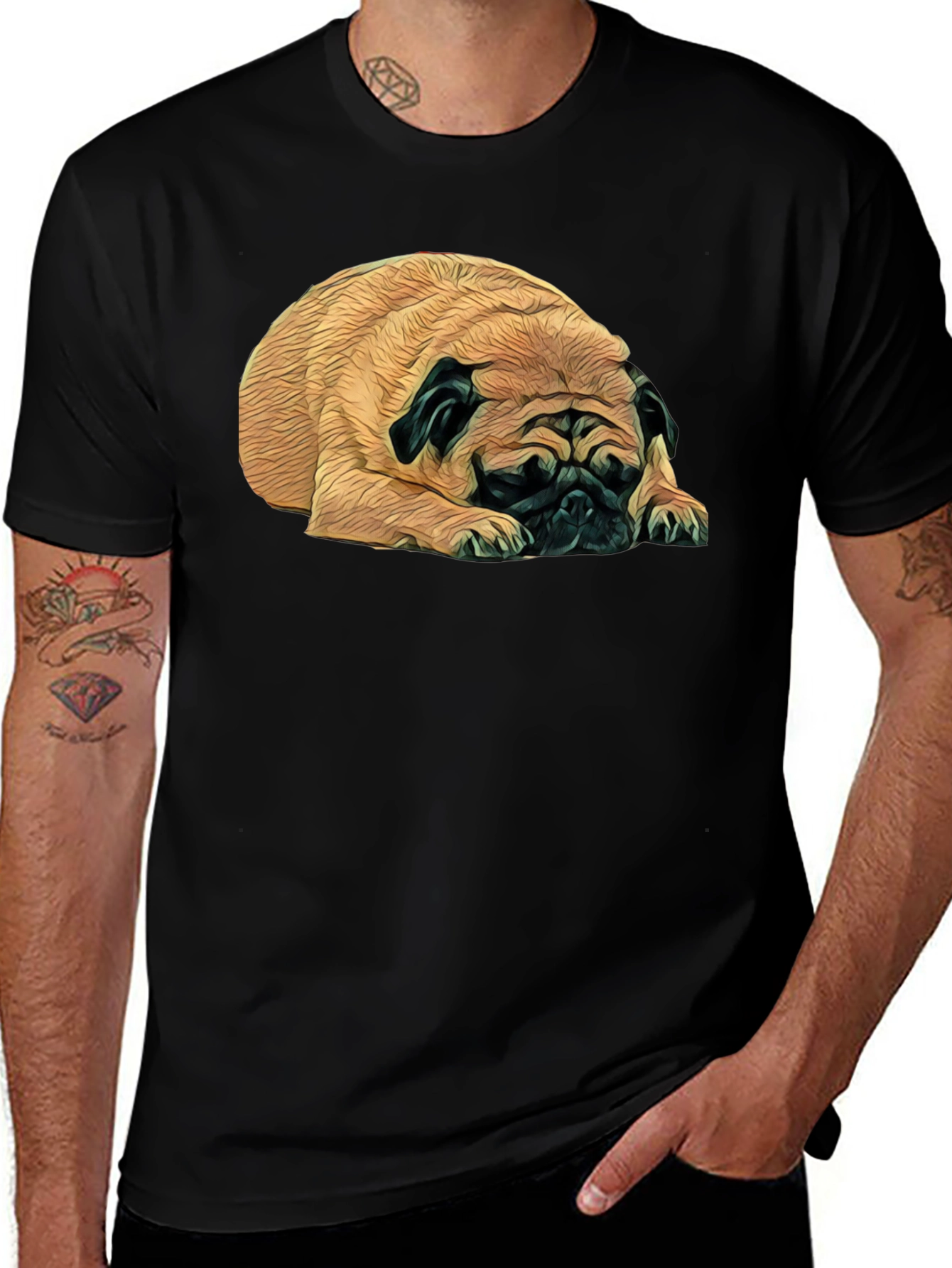 Variant 20 of Pug Life Tee - Relaxed Dog Graphic Black T-Shirt