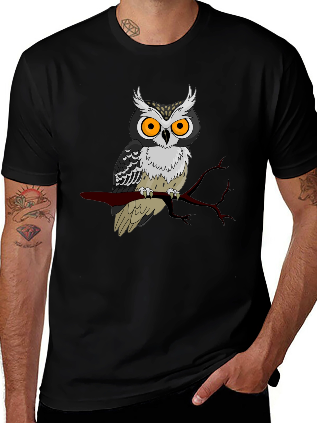 Variant 27 of Owl Graphic Print Black T-Shirt