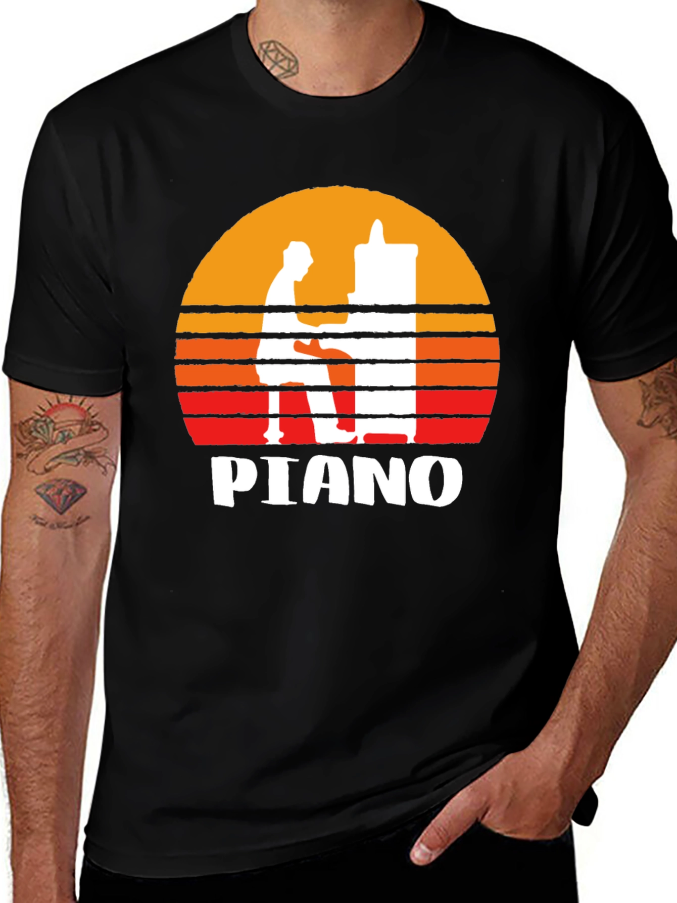 Variant 3 of Piano Sunset Graphic Tee - Musician T-Shirt