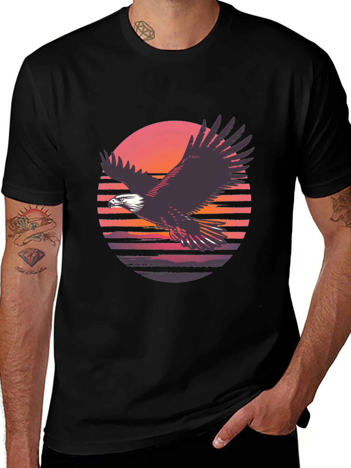 Variant 13 of Retro Eagle Sunset Graphic T-Shirt