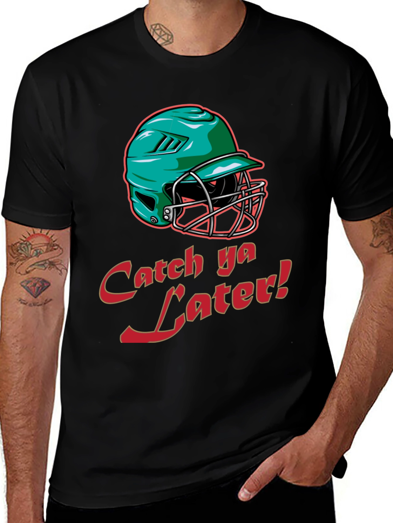 Variant 26 of Catch Ya Later Baseball Helmet T-Shirt