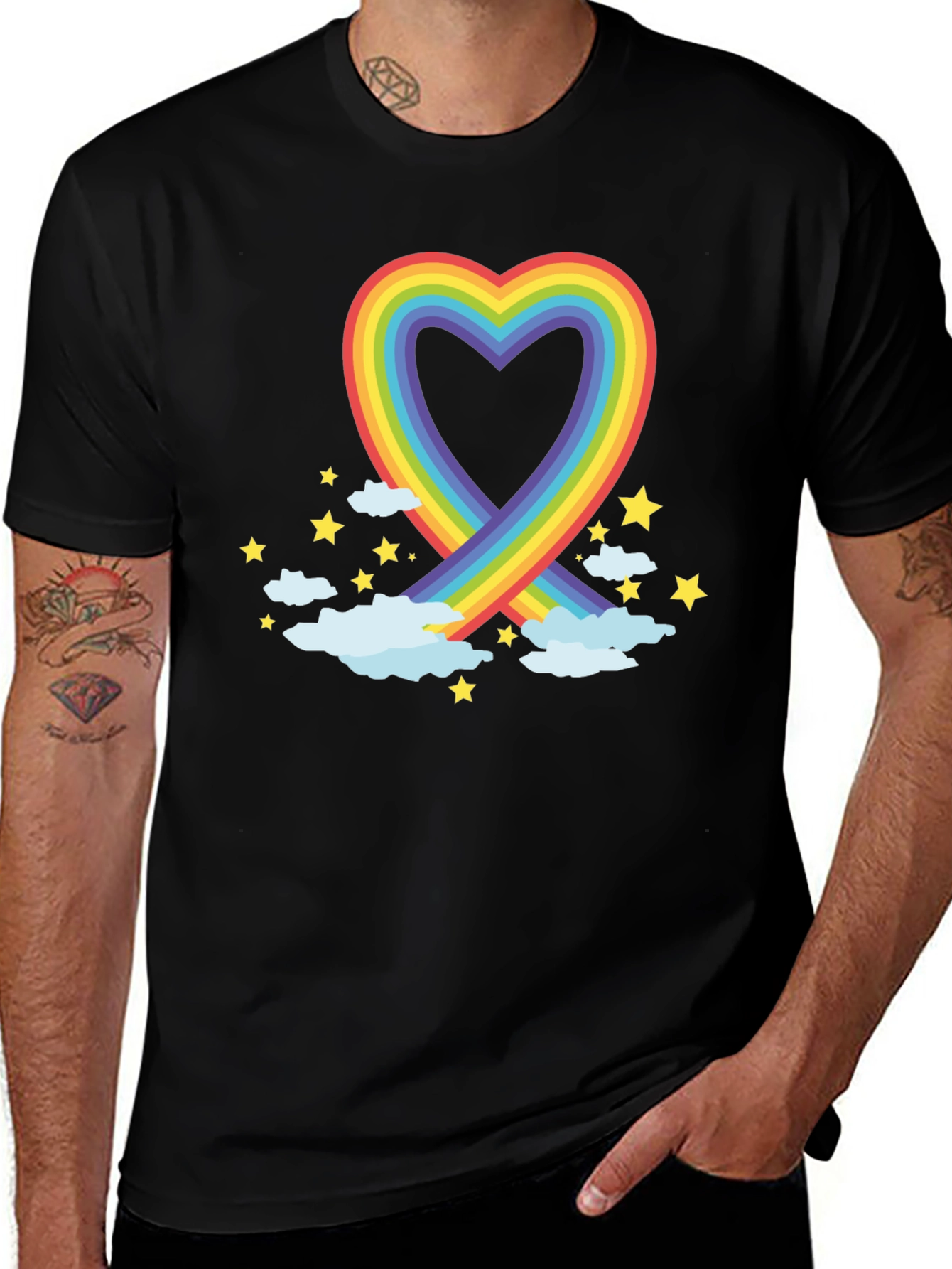 Variant 16 of Rainbow Heart Graphic Tee - Soft Cotton Blend