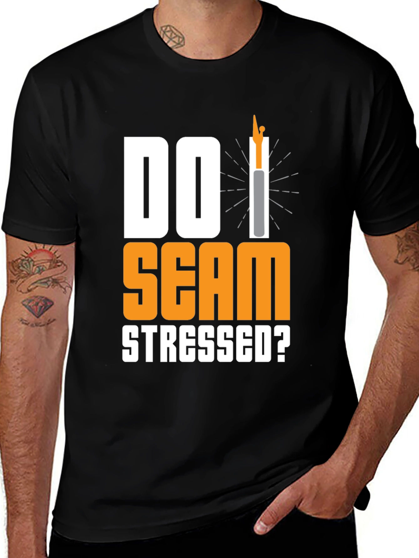 Variant 5 of Do I Seam Stressed? Black Graphic T-Shirt