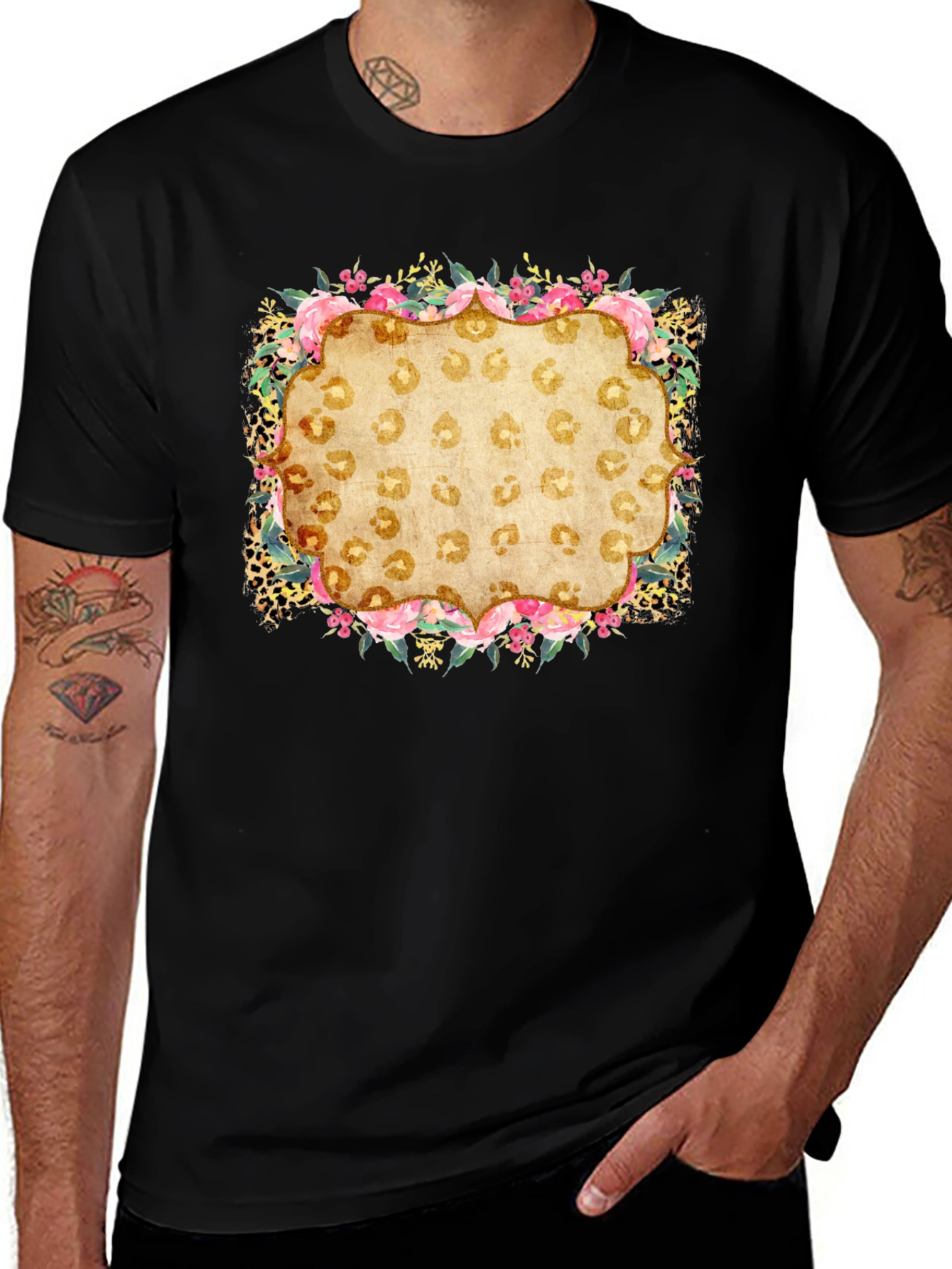 Variant 23 of Floral Leopard Print Graphic Tee
