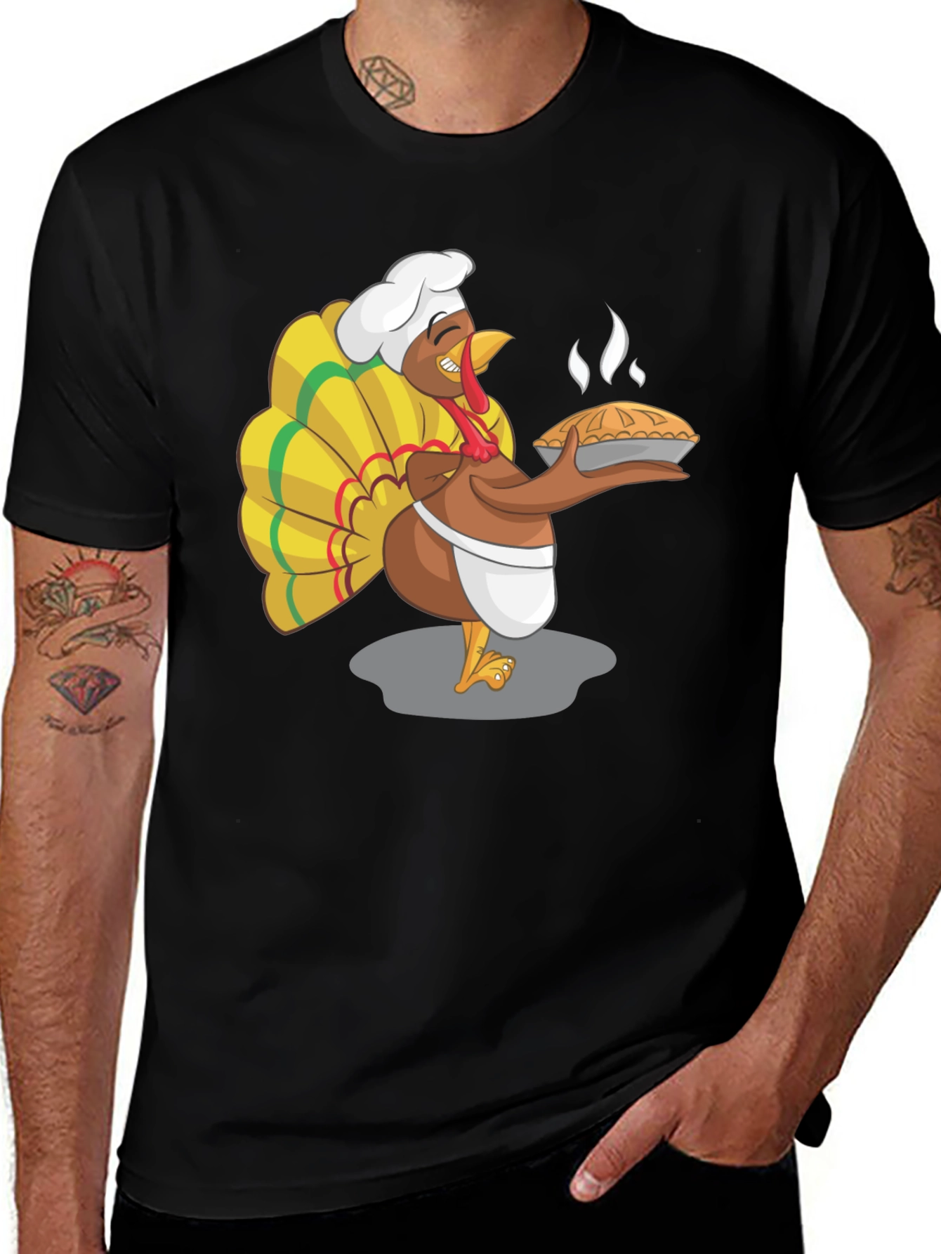 Variant 4 of Funny Turkey Chef Pie Graphic T-Shirt