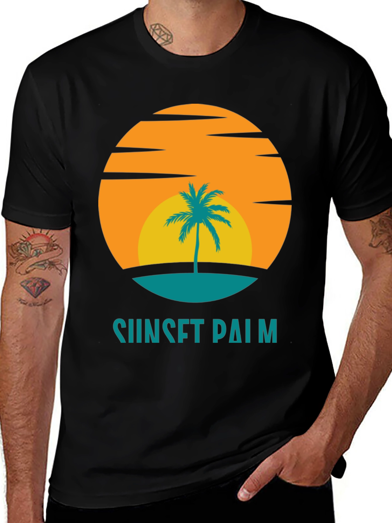 Variant 8 of Sunset Palm Graphic Tee - Tropical Vibes T-Shirt
