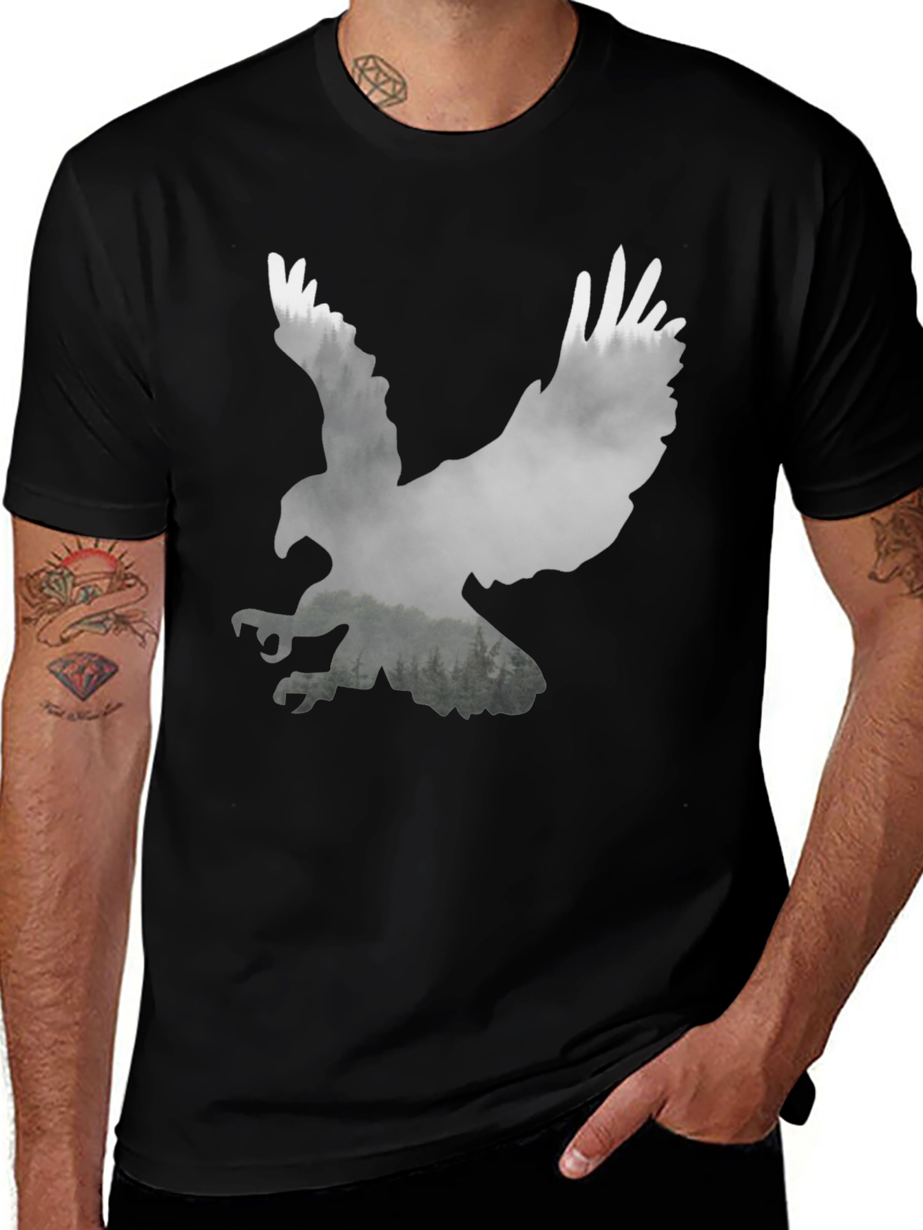 Variant 18 of Eagle Silhouette Graphic Tee - Nature Inspired Style