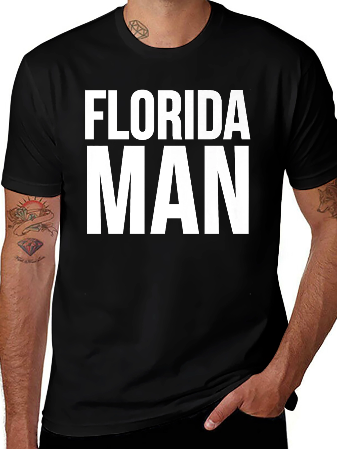 Florida Man Graphic T-Shirt - Bold White Text on Black
