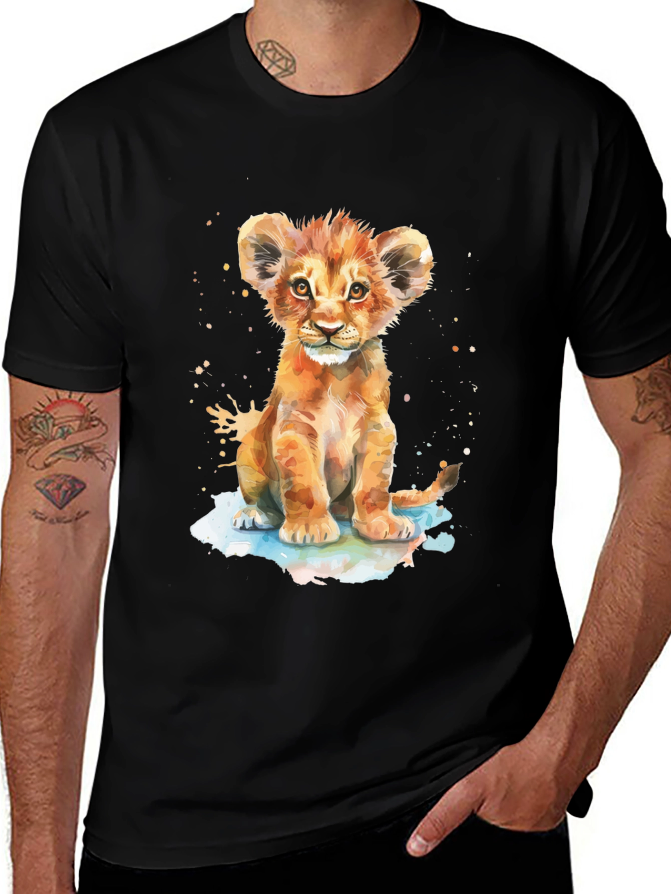 Variant 18 of Lion Cub Watercolor Graphic Tee