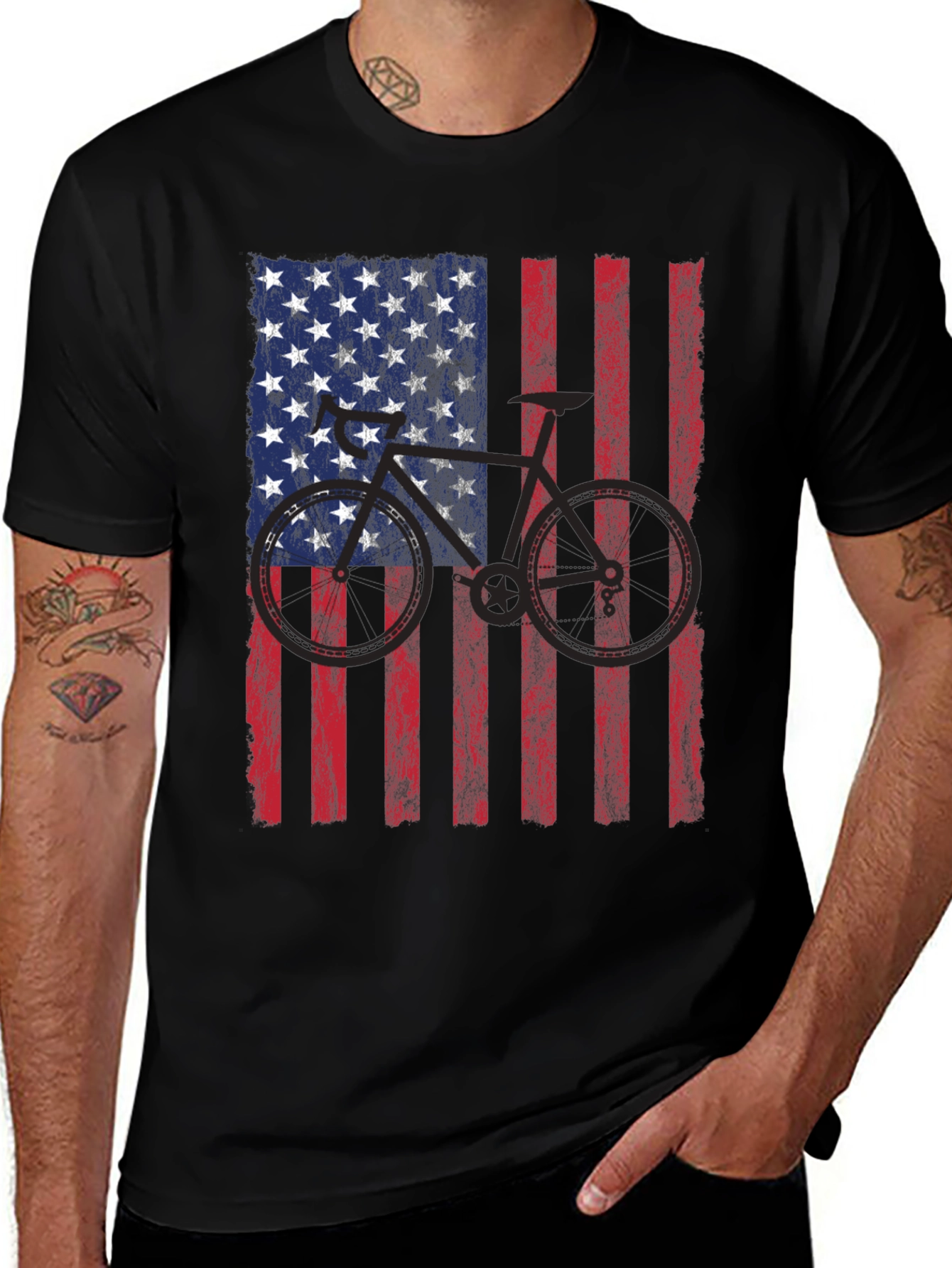 Variant 8 of American Flag Bicycle Graphic Tee