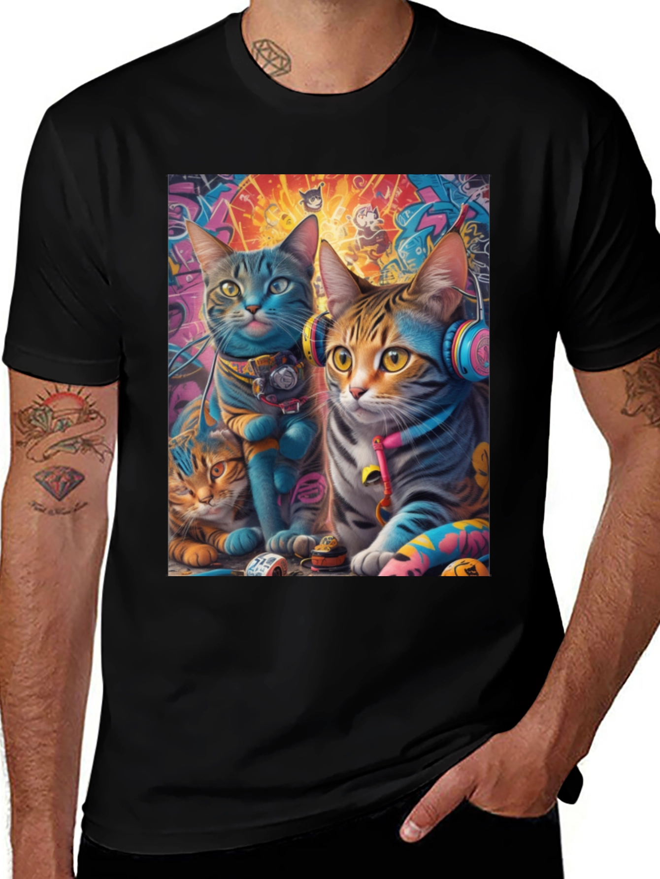 Variant 4 of Cool Cats Graphic Tee - Urban Style