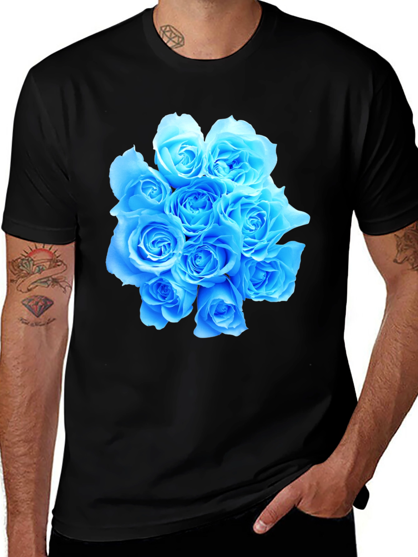 Variant 13 of Blue Roses Graphic T-Shirt - Stylish Floral Tee