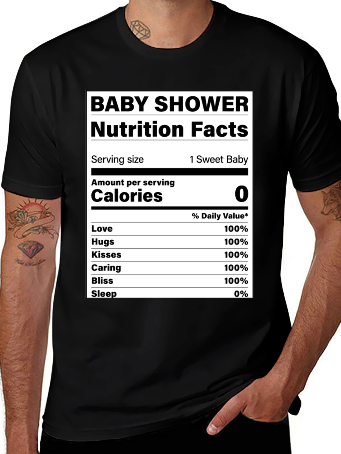 Variant 8 of Baby Shower Nutrition Facts Graphic Tee