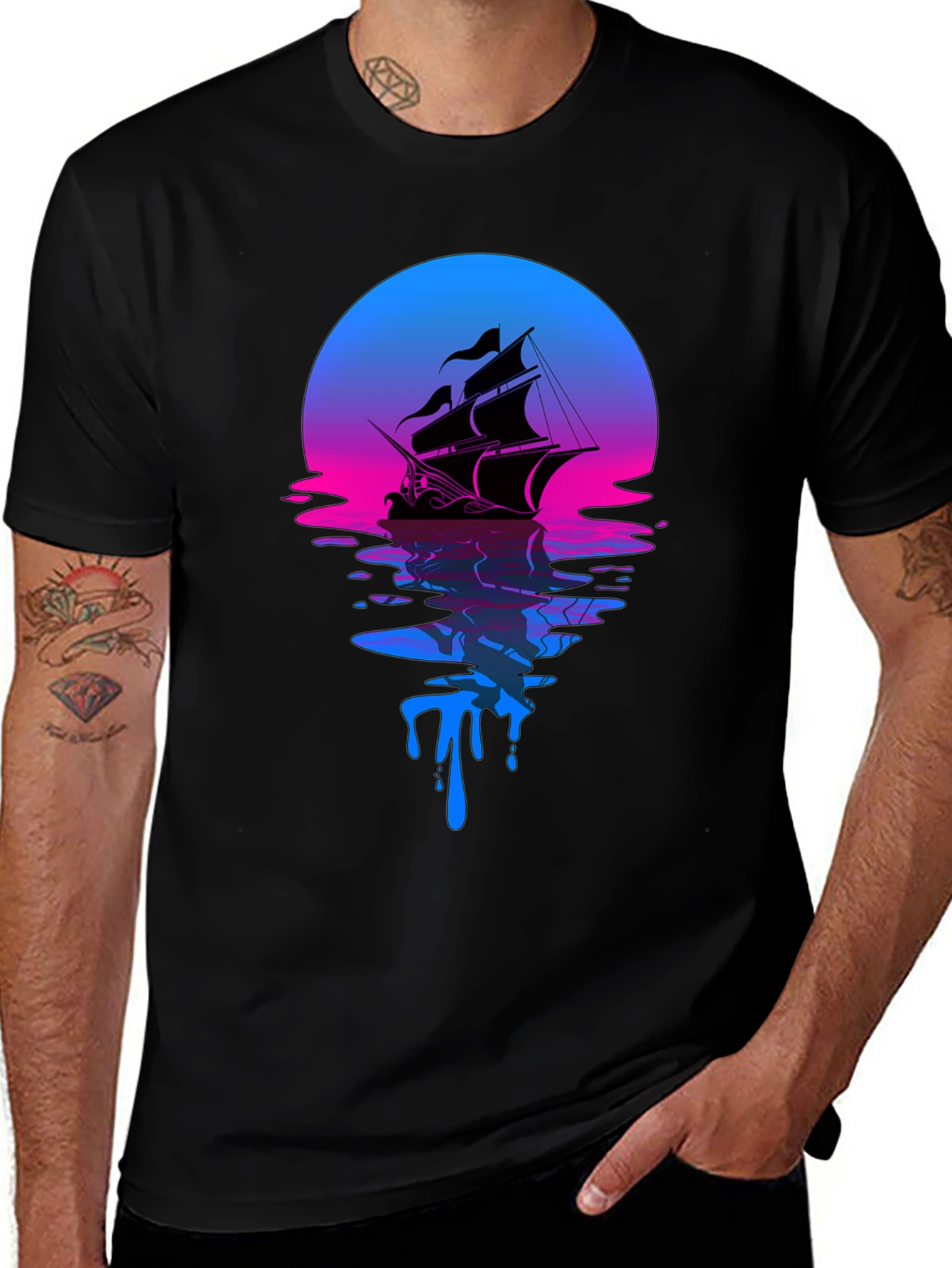 Variant 18 of Sunset Ship Graphic Tee