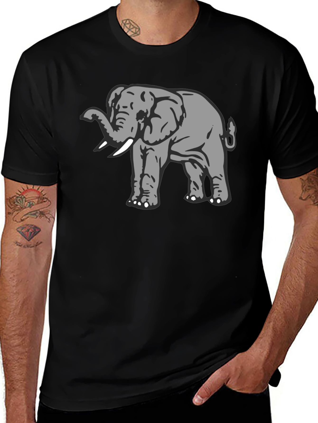 Variant 23 of Elephant Graphic Black T-Shirt - Soft Cotton Tee