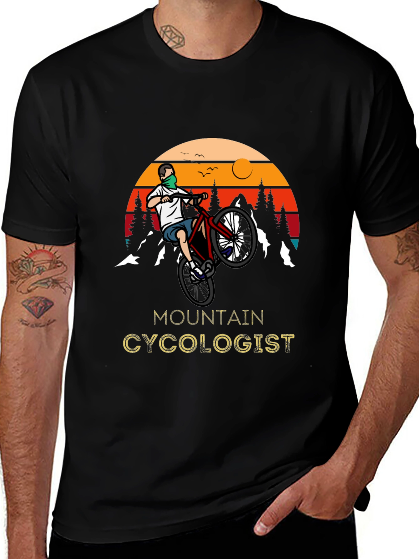 Variant 14 of Mountain Cycologist T-Shirt - Black Graphic Tee