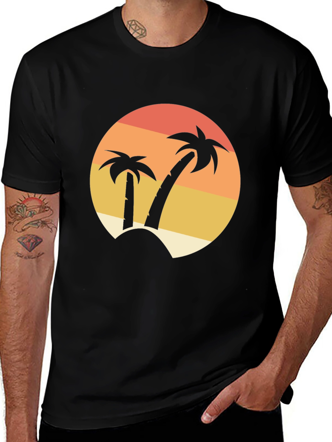 Variant 7 of Tropical Palm Tree Sunset Graphic T-Shirt