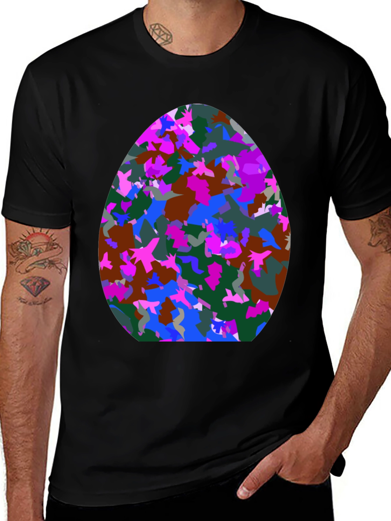 Abstract Easter Egg T-Shirt - Men's Black Tee
