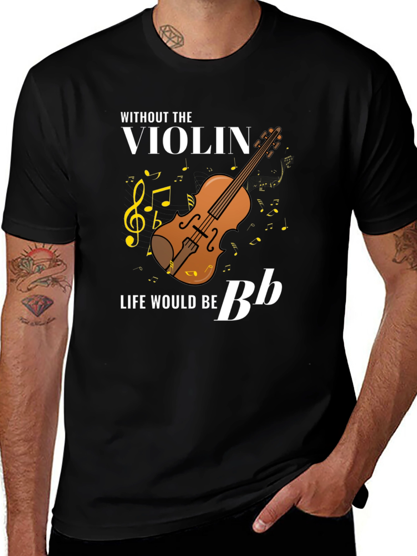 Variant 28 of Violin Lover's Black T-Shirt - Without the Violin Life Would Be Bb
