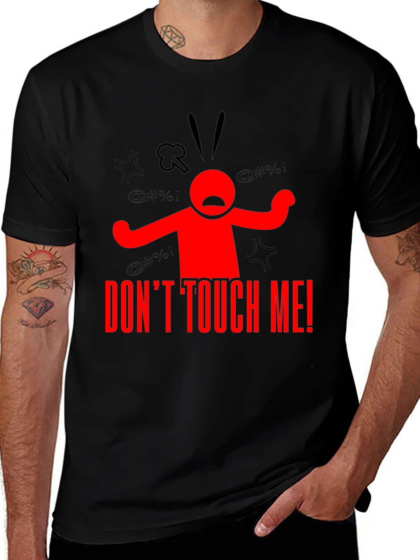 Variant 26 of Don't Touch Me! Graphic Tee - Black Cotton T-Shirt