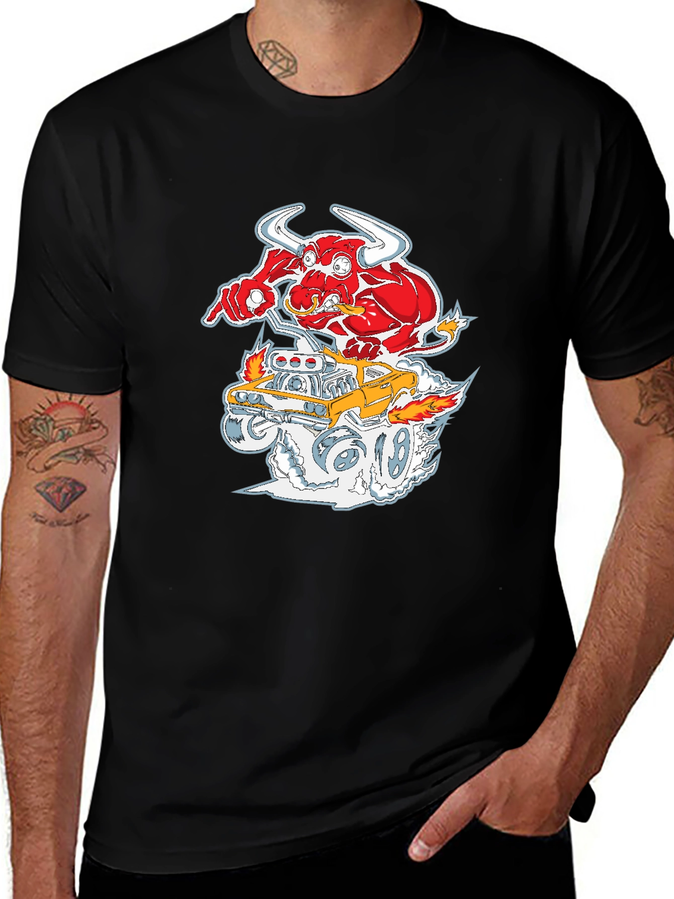 Variant 20 of Cartoon Bull Hotrod T-Shirt