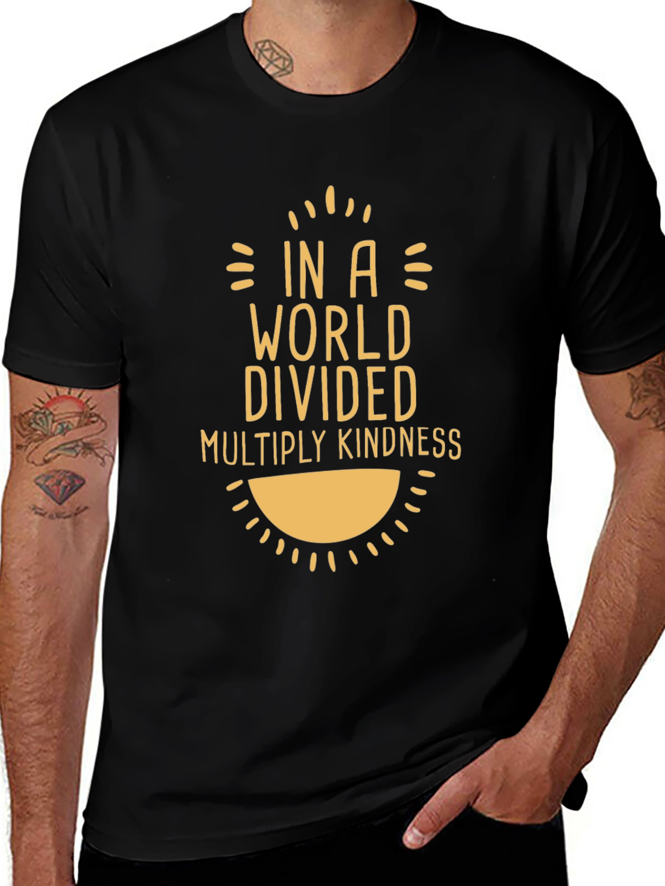 Variant 5 of Kindness T-Shirt - Multiply Kindness Black Cotton Tee