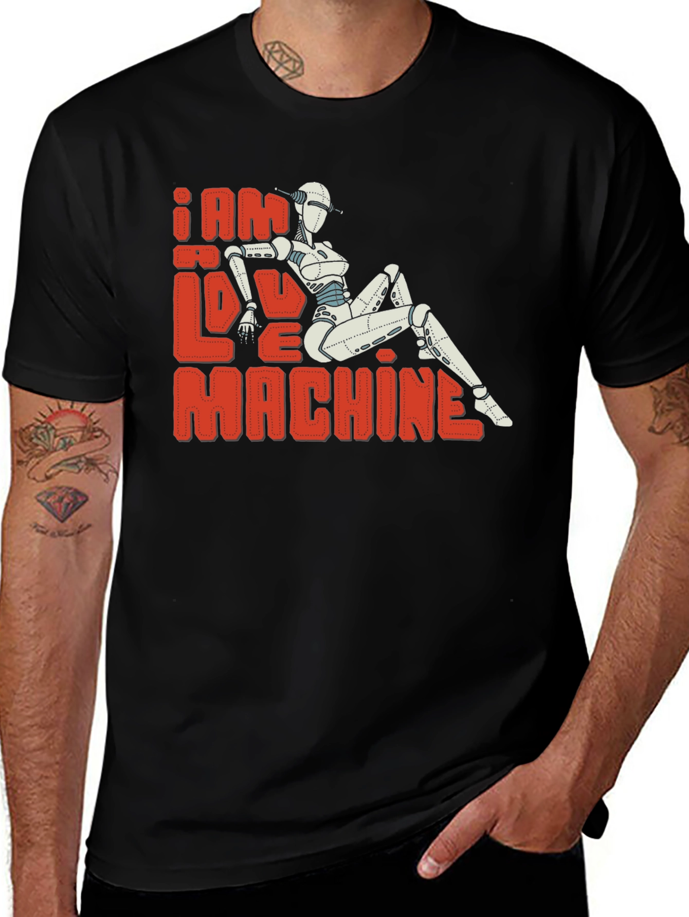 Variant 9 of I Am Love Machine T-Shirt - Sci-Fi Robot Design