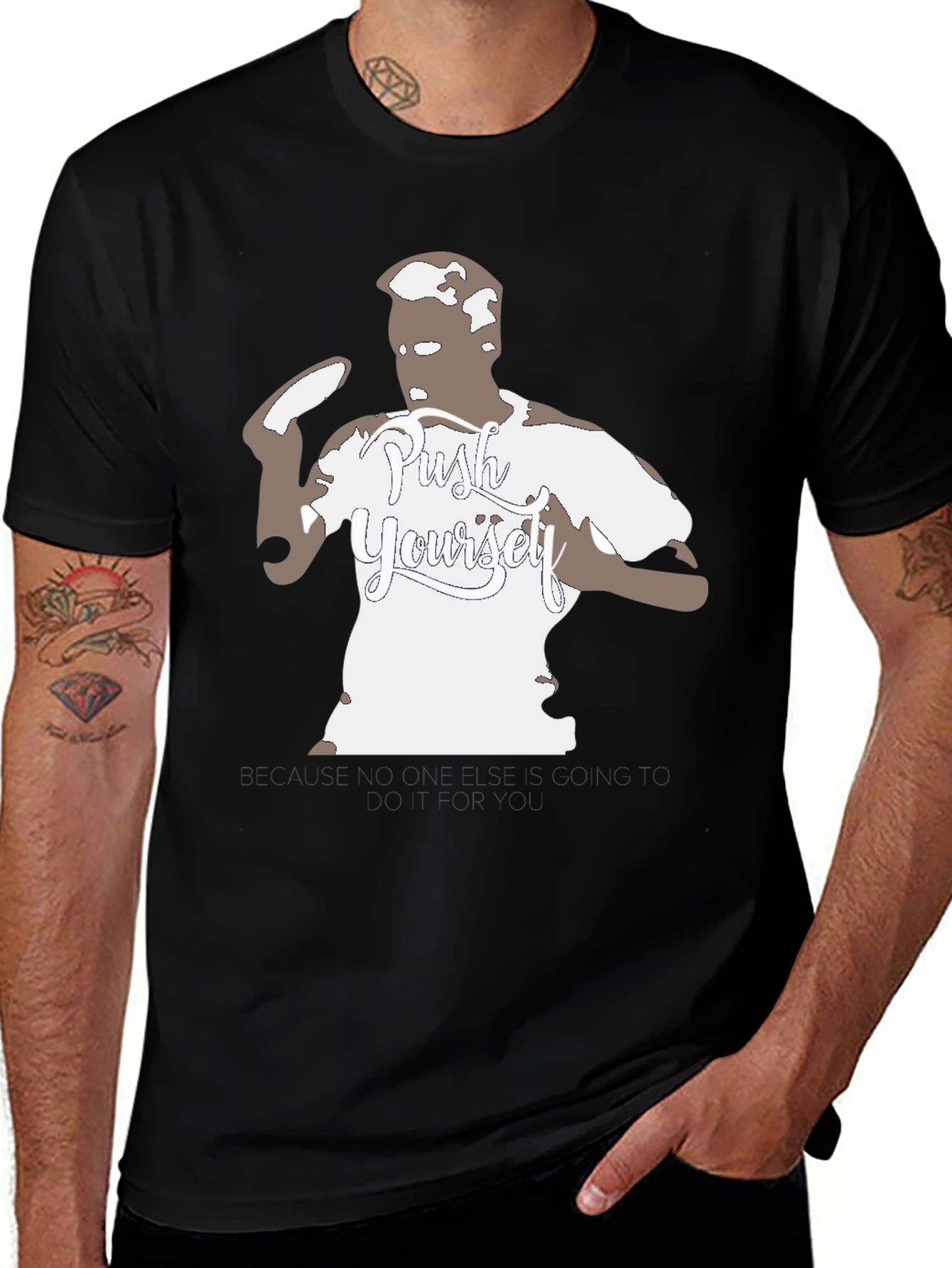 Variant 18 of Push Yourself Black Graphic Tee