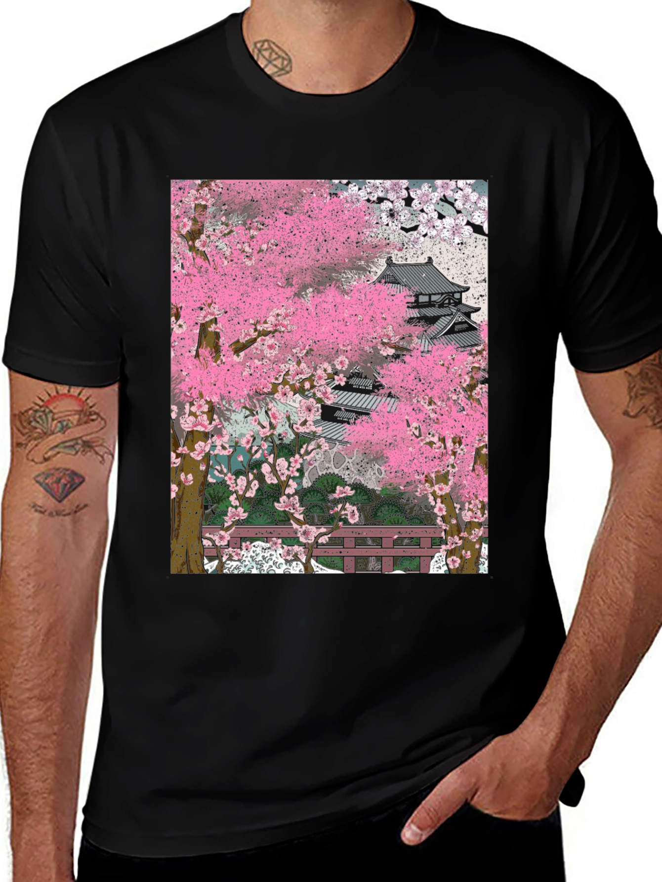 Variant 17 of Cherry Blossom Japanese Castle T-Shirt