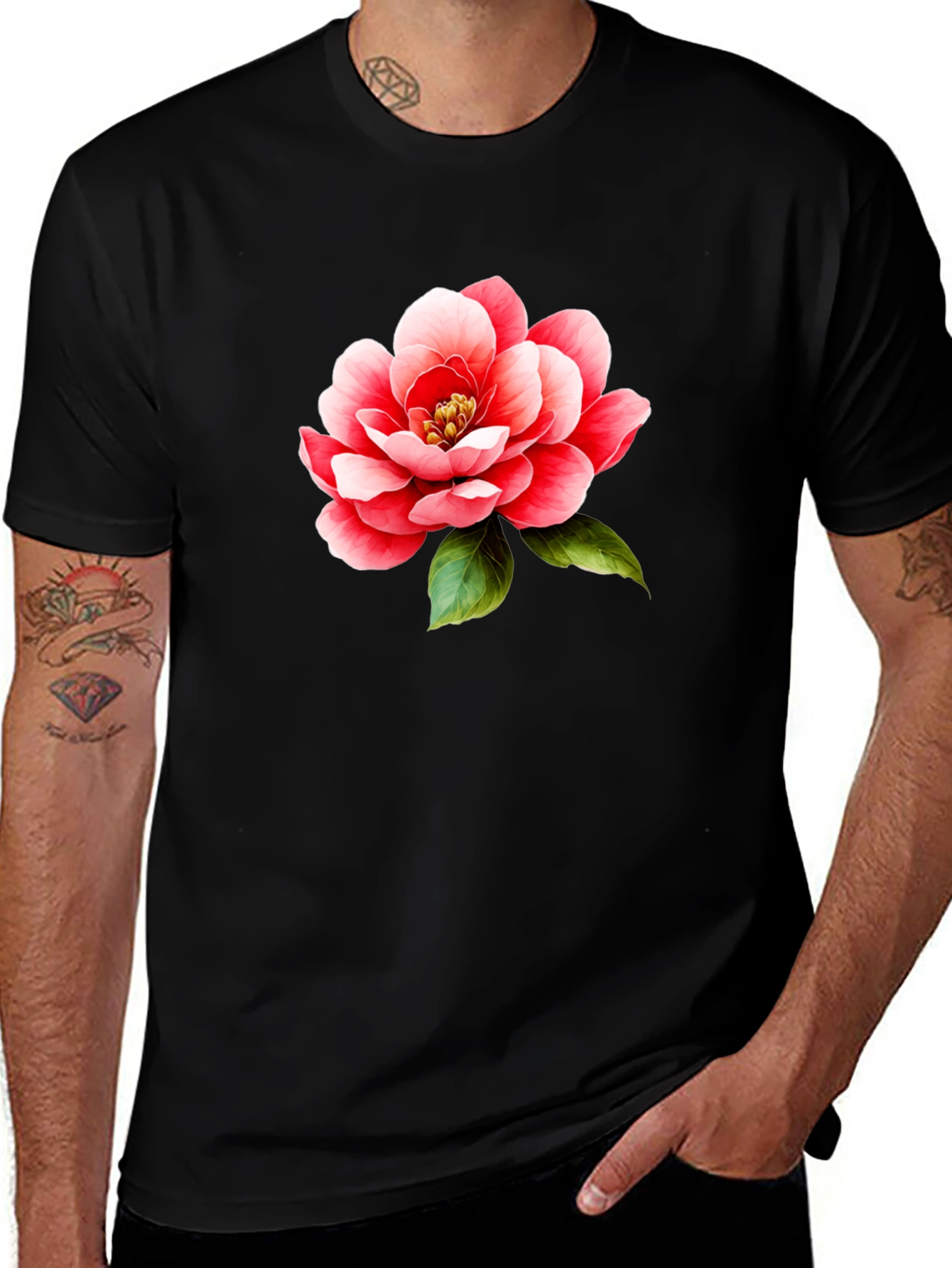 Variant 22 of Floral Print T-Shirt - Bold Flower Design