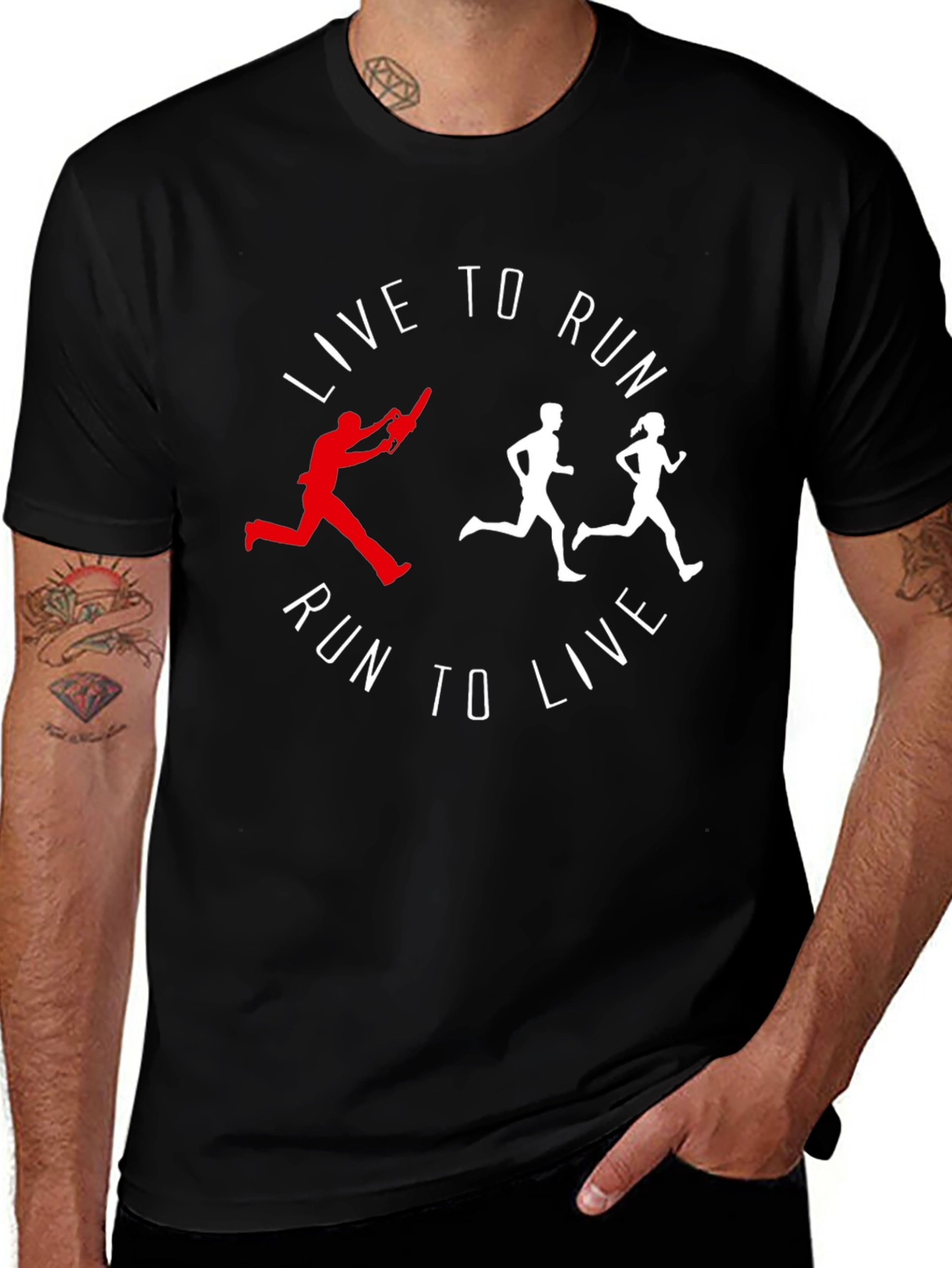 Variant 3 of Live To Run Graphic Tee - Black Cotton Shirt