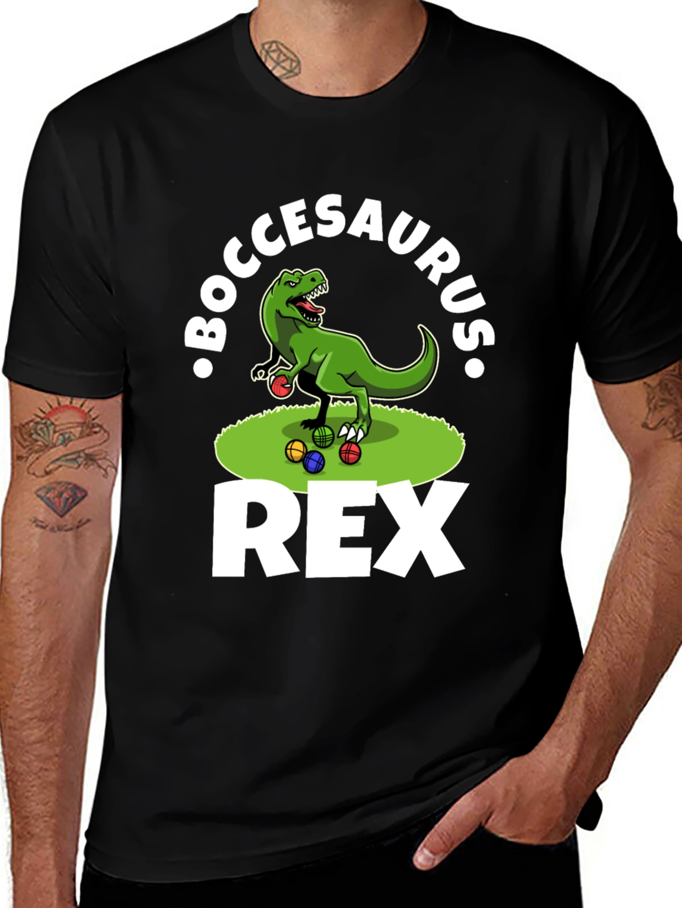 Boccesaurus Rex T-Shirt - Dinosaur Bocce Ball Tee