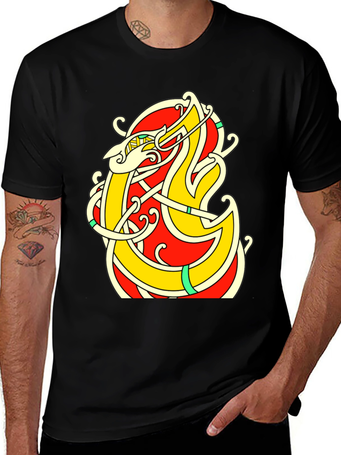 Celtic Dragon Knot T-Shirt - Black
