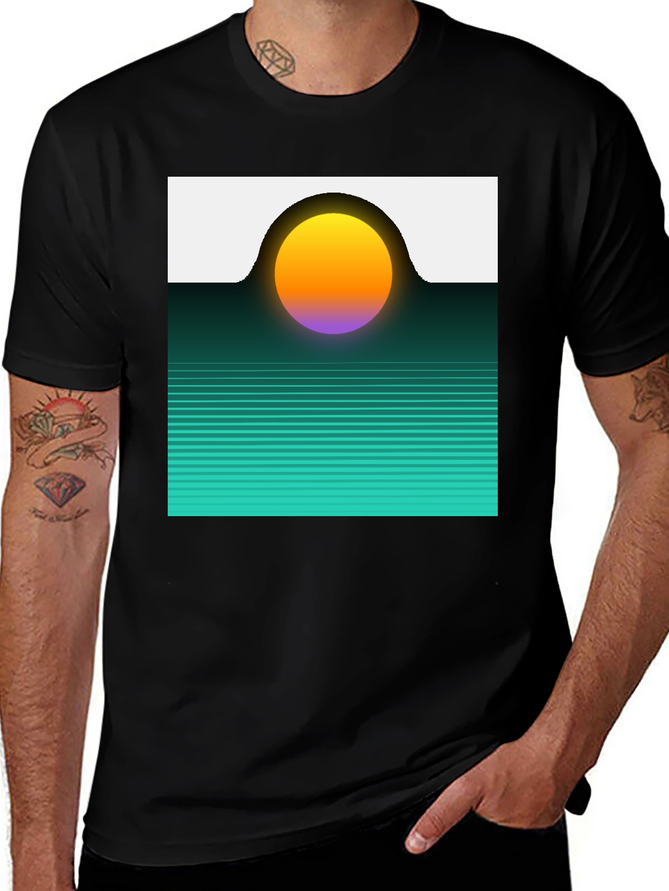 Variant 6 of Retro Sunset Graphic Tee - Synthwave Vibes