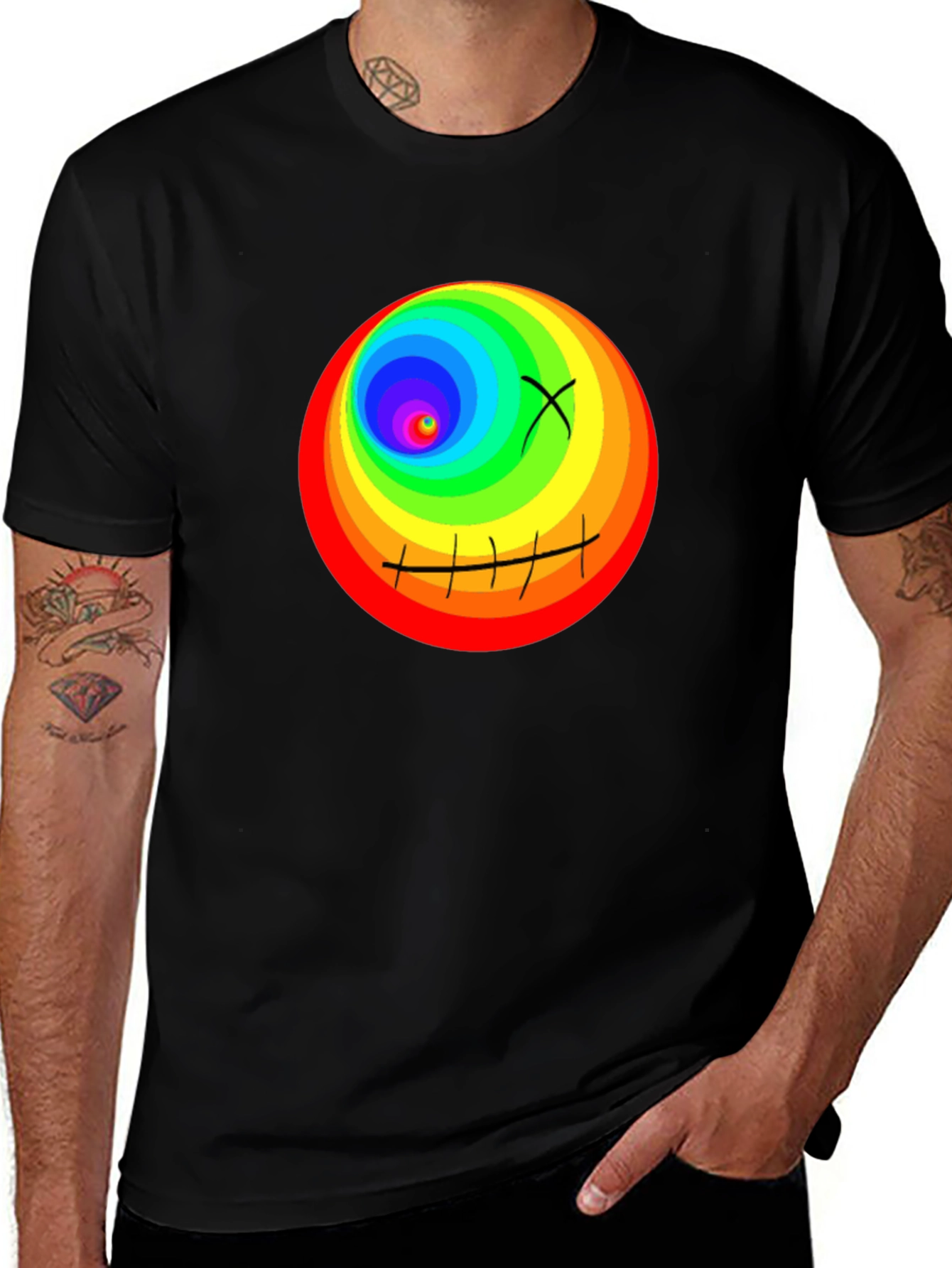 Variant 26 of Rainbow Swirl Smiley Face Graphic T-Shirt