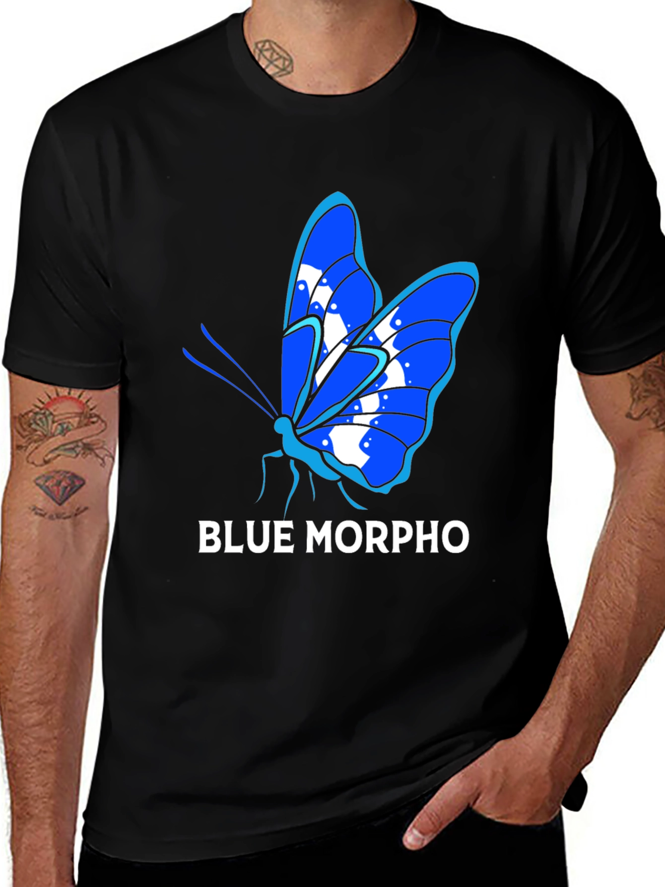Variant 2 of Blue Morpho Butterfly Graphic T-Shirt - Premium Comfort
