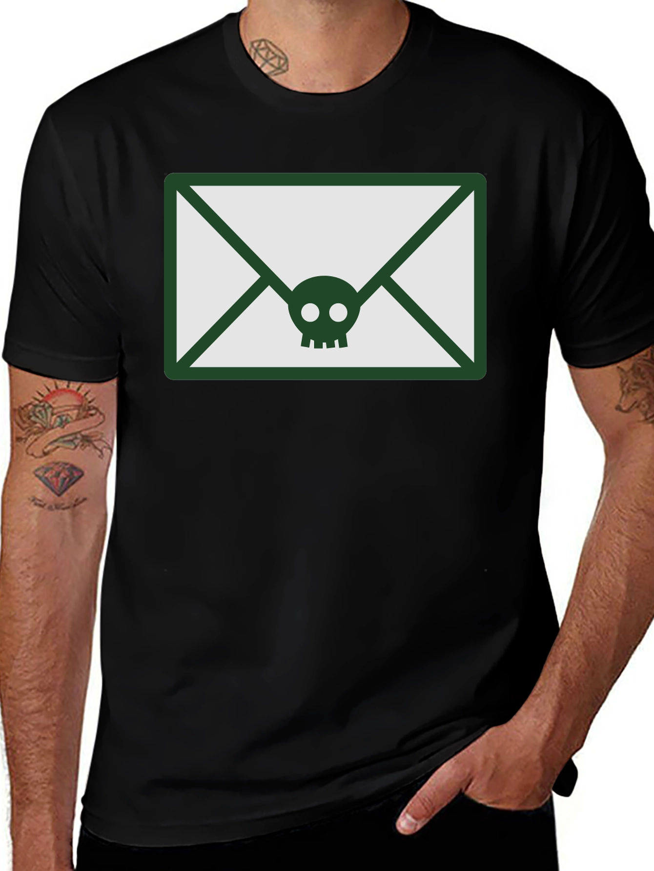 Variant 9 of Skull Mail T-Shirt - Black Graphic Tee