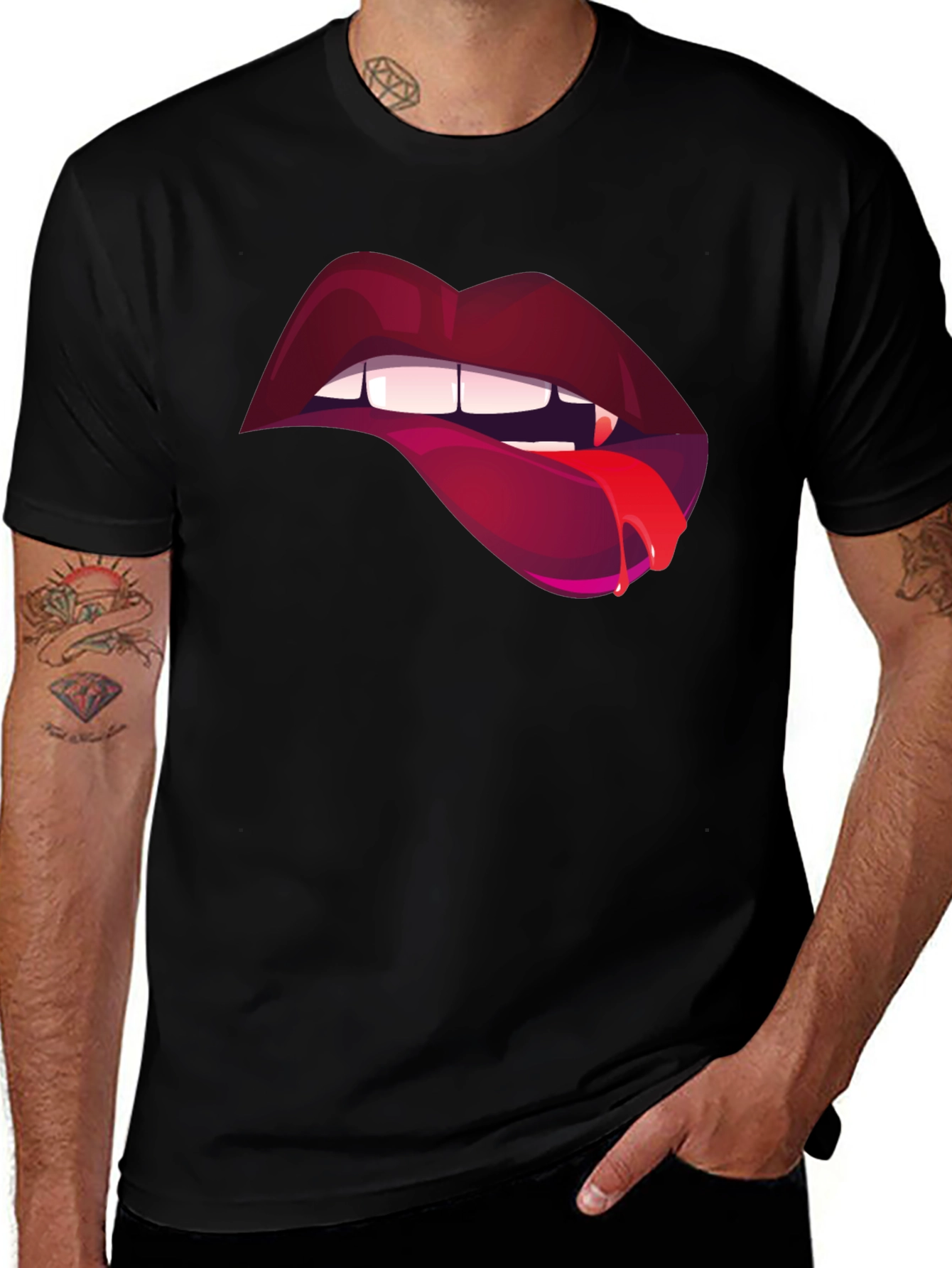 Variant 13 of Bold Lips Graphic Print Men's T-Shirt