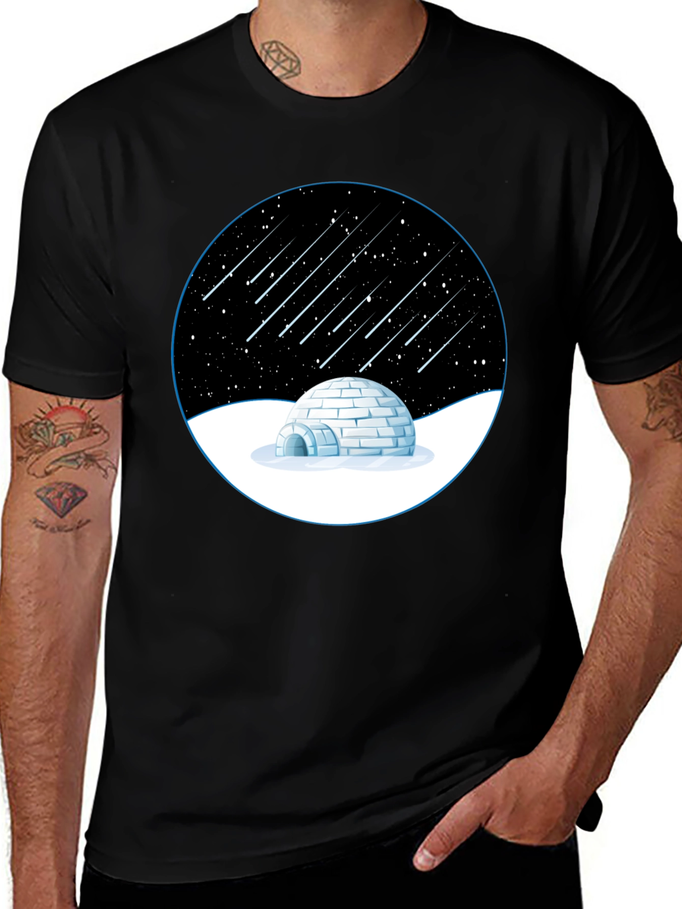Variant 5 of Igloo Starry Night Graphic Tee - Black