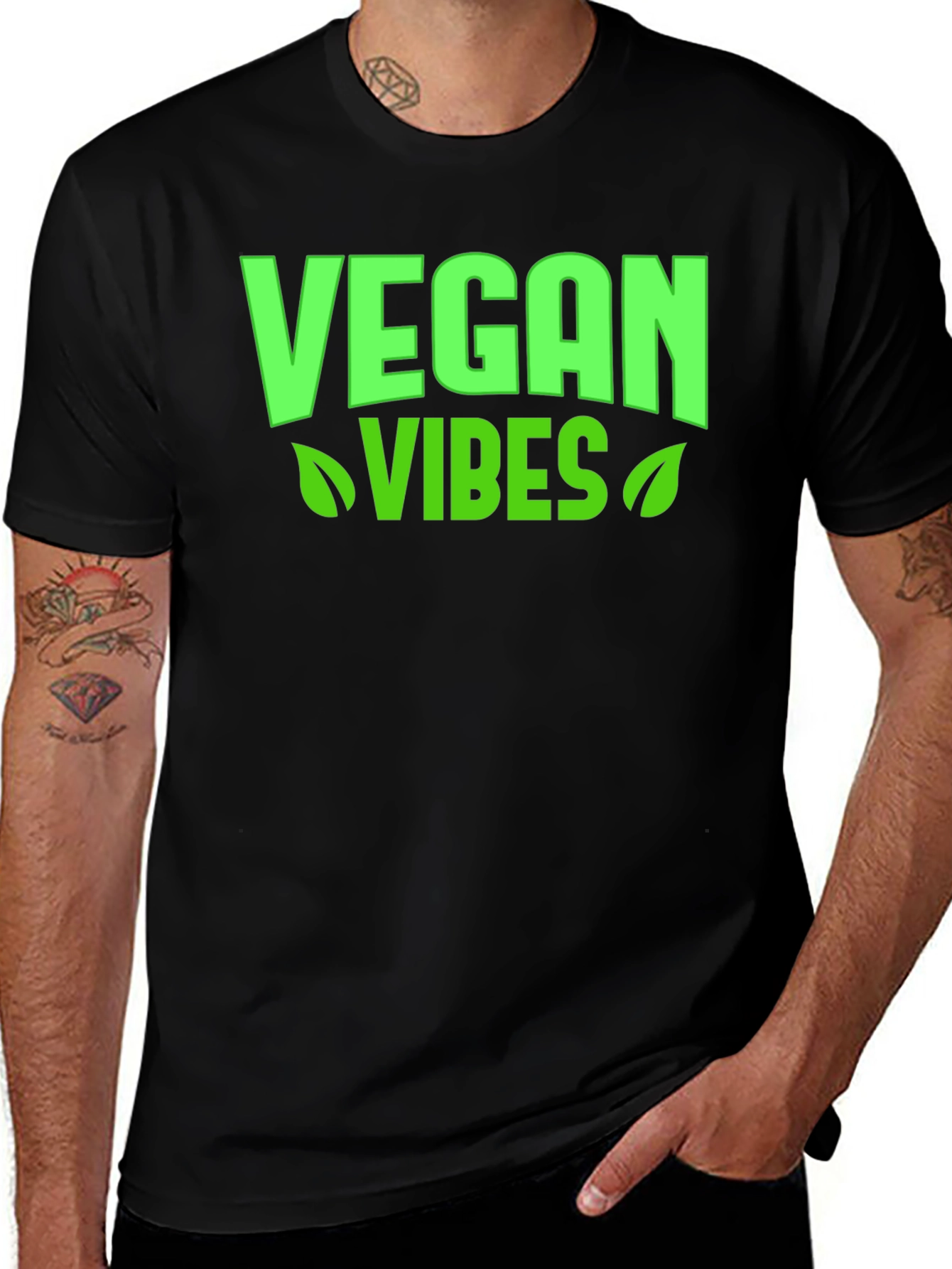 Variant 8 of Vegan Vibes Graphic Tee - Black Casual T-Shirt