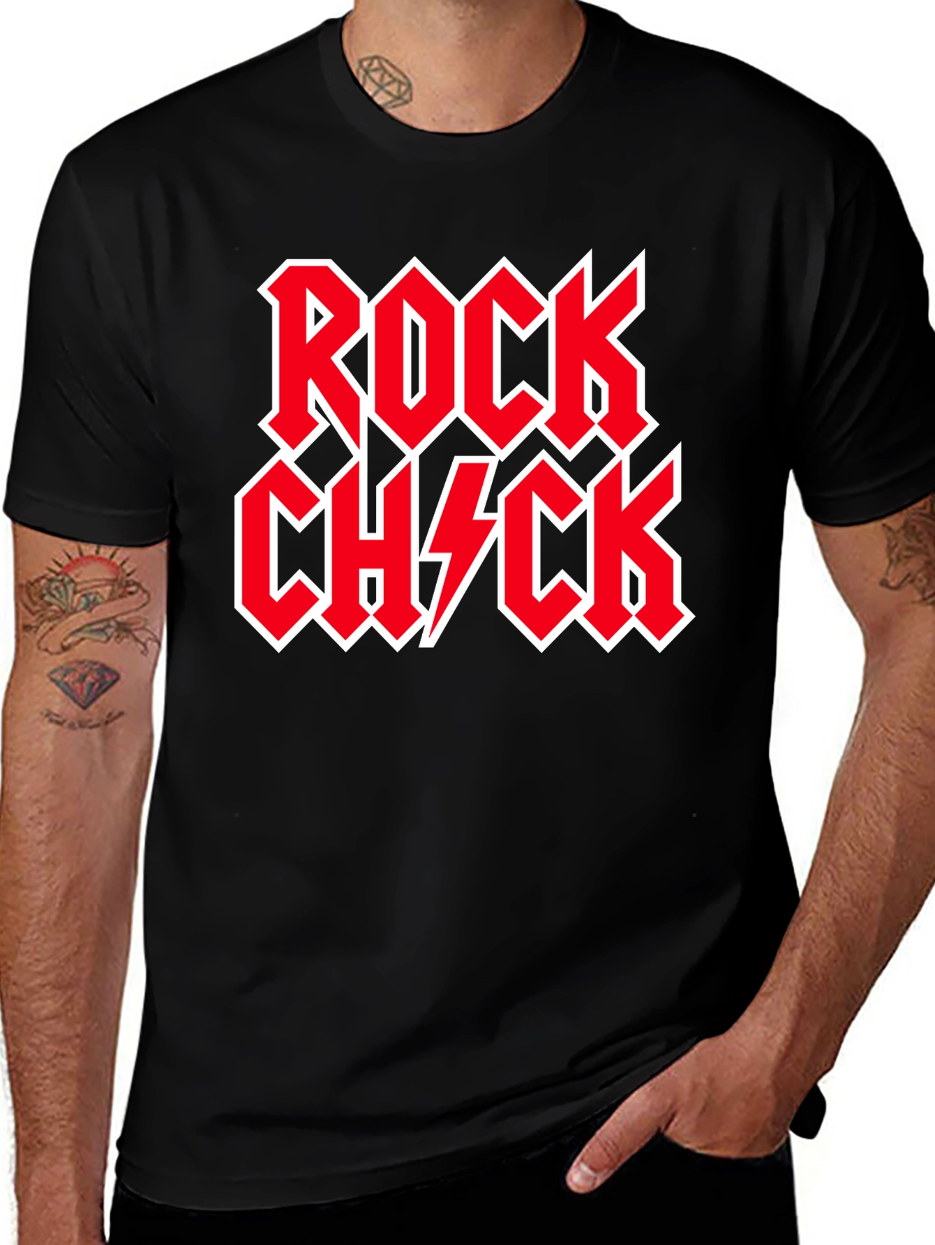 Rock Chick Graphic Tee - Black Cotton T-Shirt