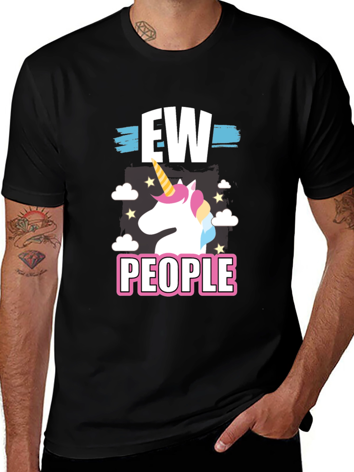 Variant 23 of Ew People Unicorn Graphic T-Shirt - Black