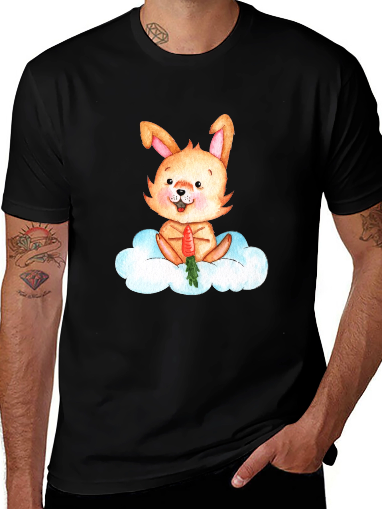 Variant 11 of Cute Bunny Cloud Carrot Graphic T-Shirt