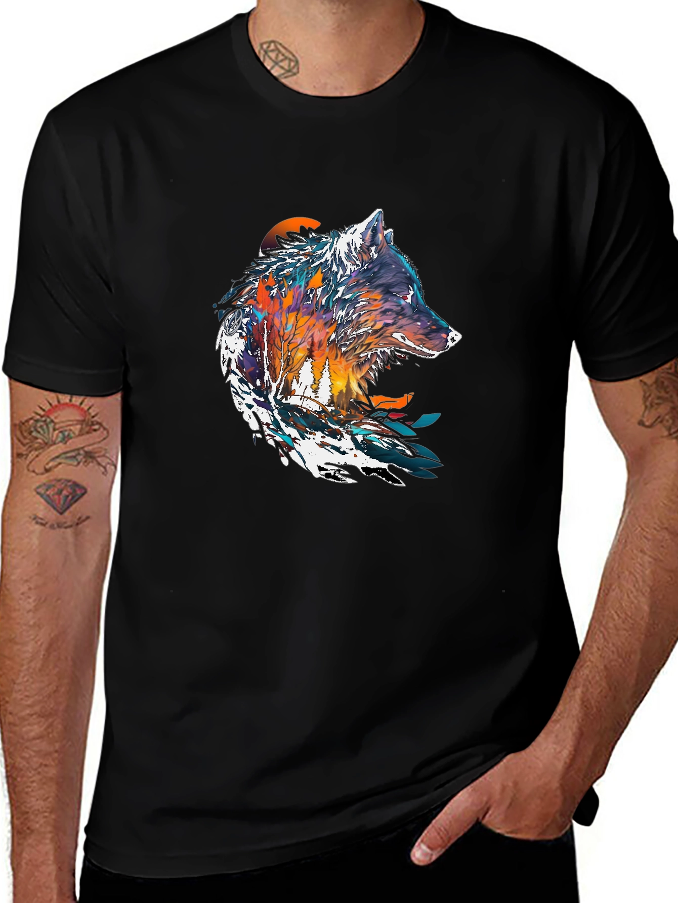 Variant 14 of Wolf Graphic Print T-Shirt - Nature Inspired