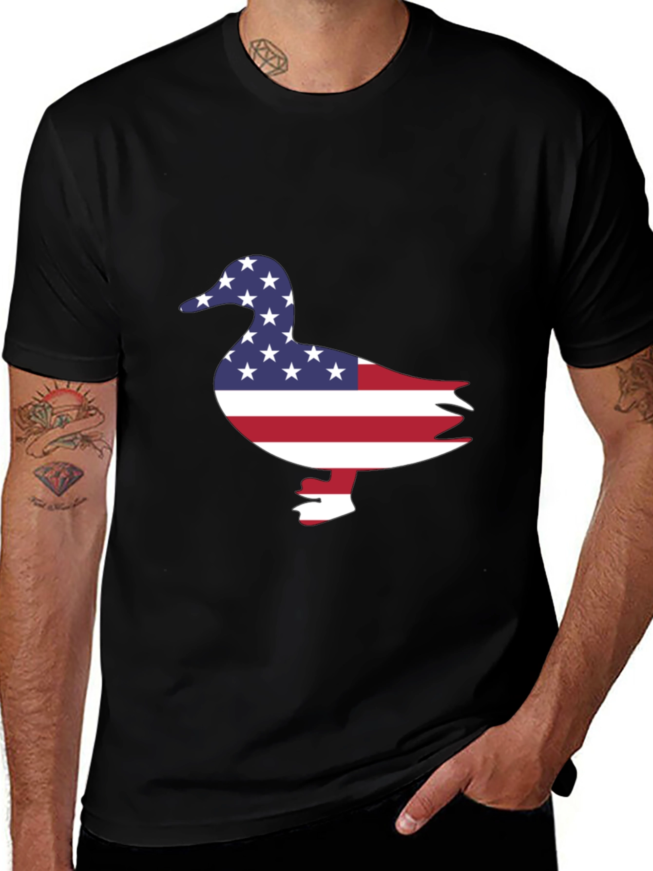 Variant 14 of American Flag Duck Graphic Tee